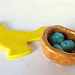 1 handmade bird and nest tiles