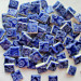 Embossed handmade cobalt blue ceramic square tiles