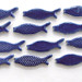 15 handmade cobalt blue fish tiles