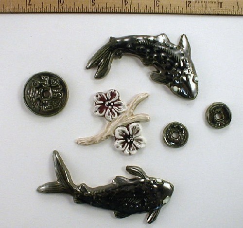 Handmade Koi Fish Shaped Tiles Gold Koi Fish