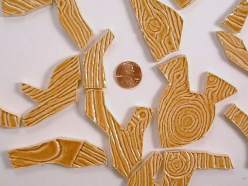 25 handmade wood grain embossed tree branch ceramic tiles
