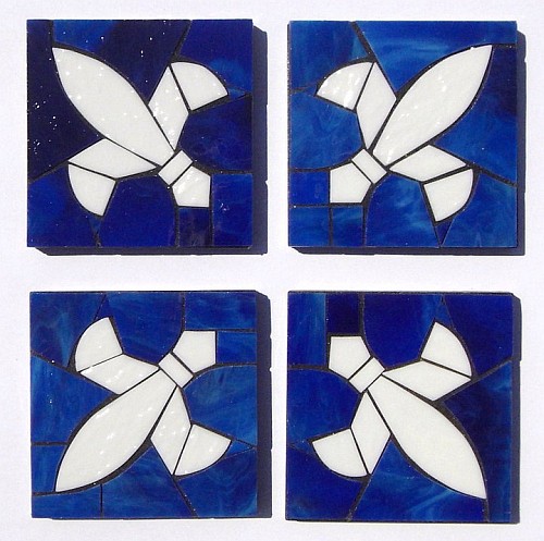 Fleur de Lys design stained glass coasters