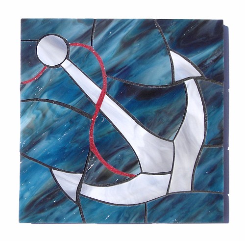 Anchor design stained glass coasters