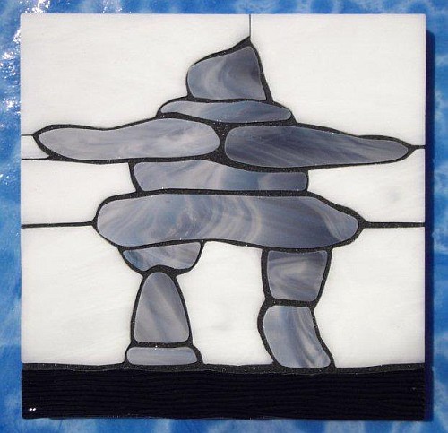 InukShuk design stained glass coasters