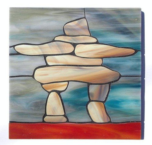 InukShuk design stained glass coasters
