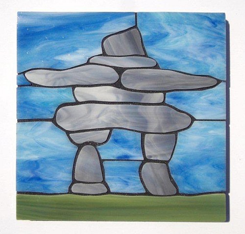 InukShuk design stained glass coasters