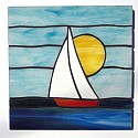 Sailboat design stained glass coasters