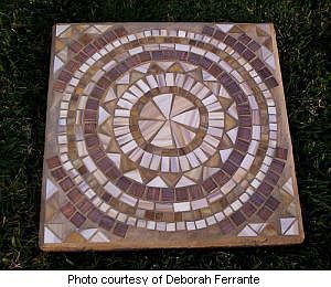 Deborah's mosaic stepping stone with medallion pattern