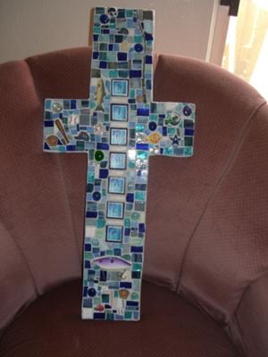 A Blue mosaic cross