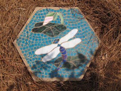 Dragonfly and Lilypad Concrete Stepping Stone