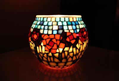 Flower Garden Mosaic Candleholder or Vase