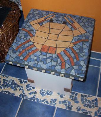 Mosaic crab as a table