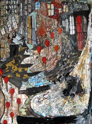 Match Girl, stained glass mosaic on plywood