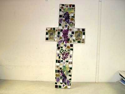 Purple Grapes Mosaic Cross