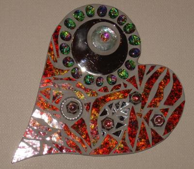 Stained glass and mixed media heart
