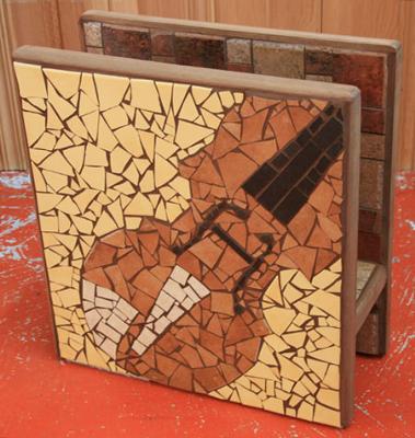 Mosaic Violin newspaper stand on one side