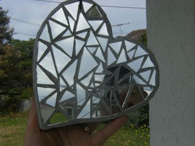 Sliver hanging mosaic heart, other side