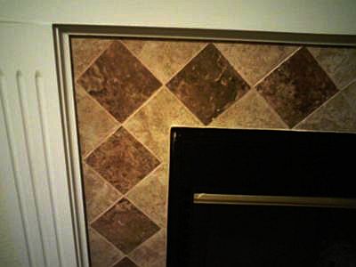 Tiled fireplace corner