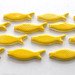 15 handmade neon yellow fish tiles