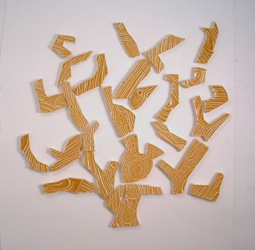 25 handmade wood grain embossed tree branch ceramic tiles