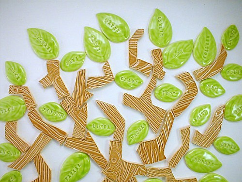 25 handmade wood grain embossed tree branch ceramic tiles