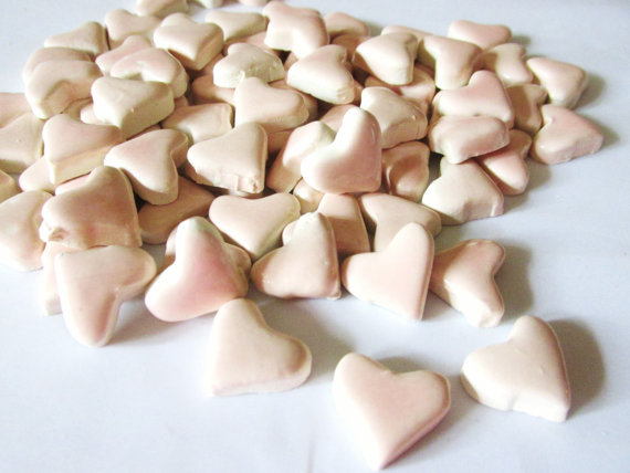 50 handmade pink heart tiles