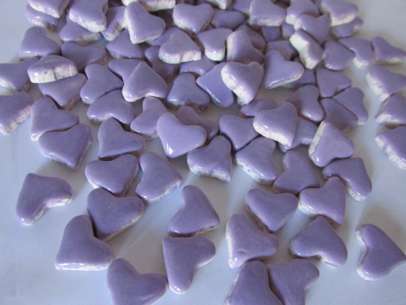 50 handmade purple heart tiles