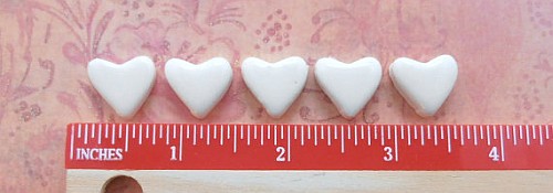 50 handmade glossy white small ceramic heart tiles