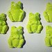 6 handmade 3D frog tiles