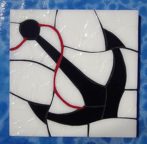 Anchor design stained glass coasters