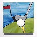 Golf ball club and tee design stained glass coasters