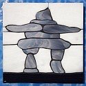 Inukshuk design stained glass coasters