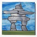 InukShuk design stained glass coasters