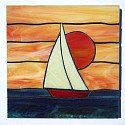 Sailboat design stained glass coasters