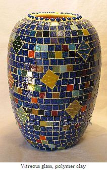 Patricia Clewell Mosaic Vase made of Vitreous glass, polymer clay