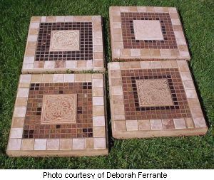 Deborah's set of four mosaic stepping stones