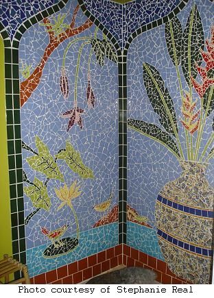 Stephanie Real's mosaic shower stall
