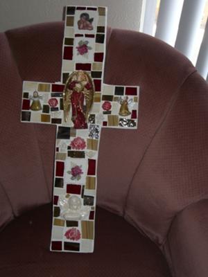Angels and Roses Mosaic Cross