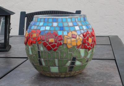 Flower Garden Mosaic Candleholder or Vase