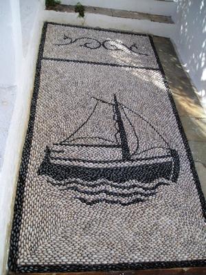 Mosaic Pebble Sail Boat