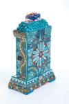 Mosaic wooden clock box, back view